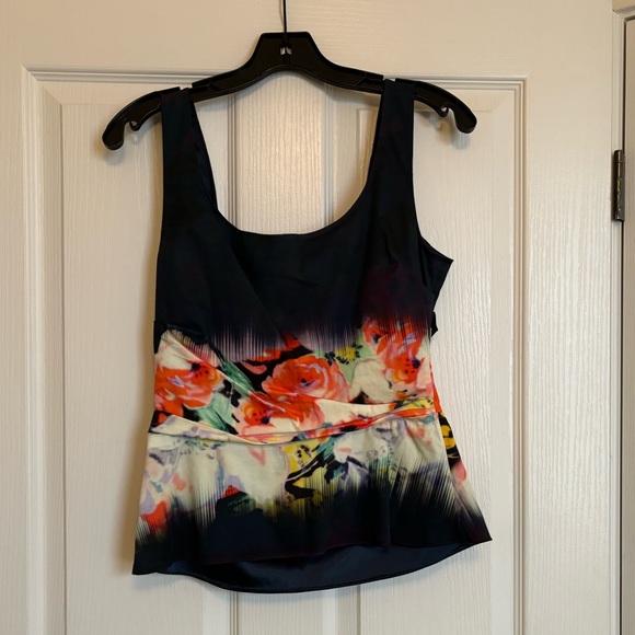 ELIE TAHARI for 5F (Bergdorf Goodman) Floral Print Ruched Blouse with Side Zip - Picture 9 of 12